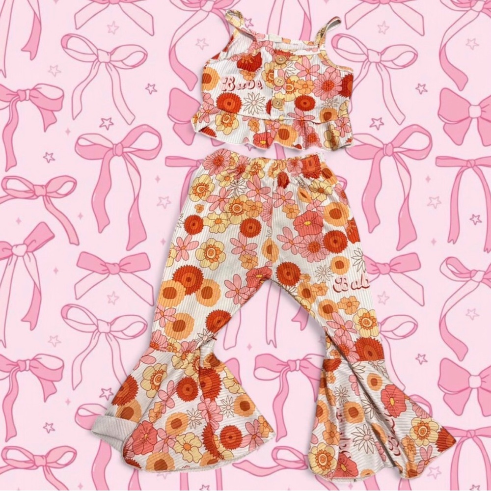 Floral Two-Piece Set with Flared Pants